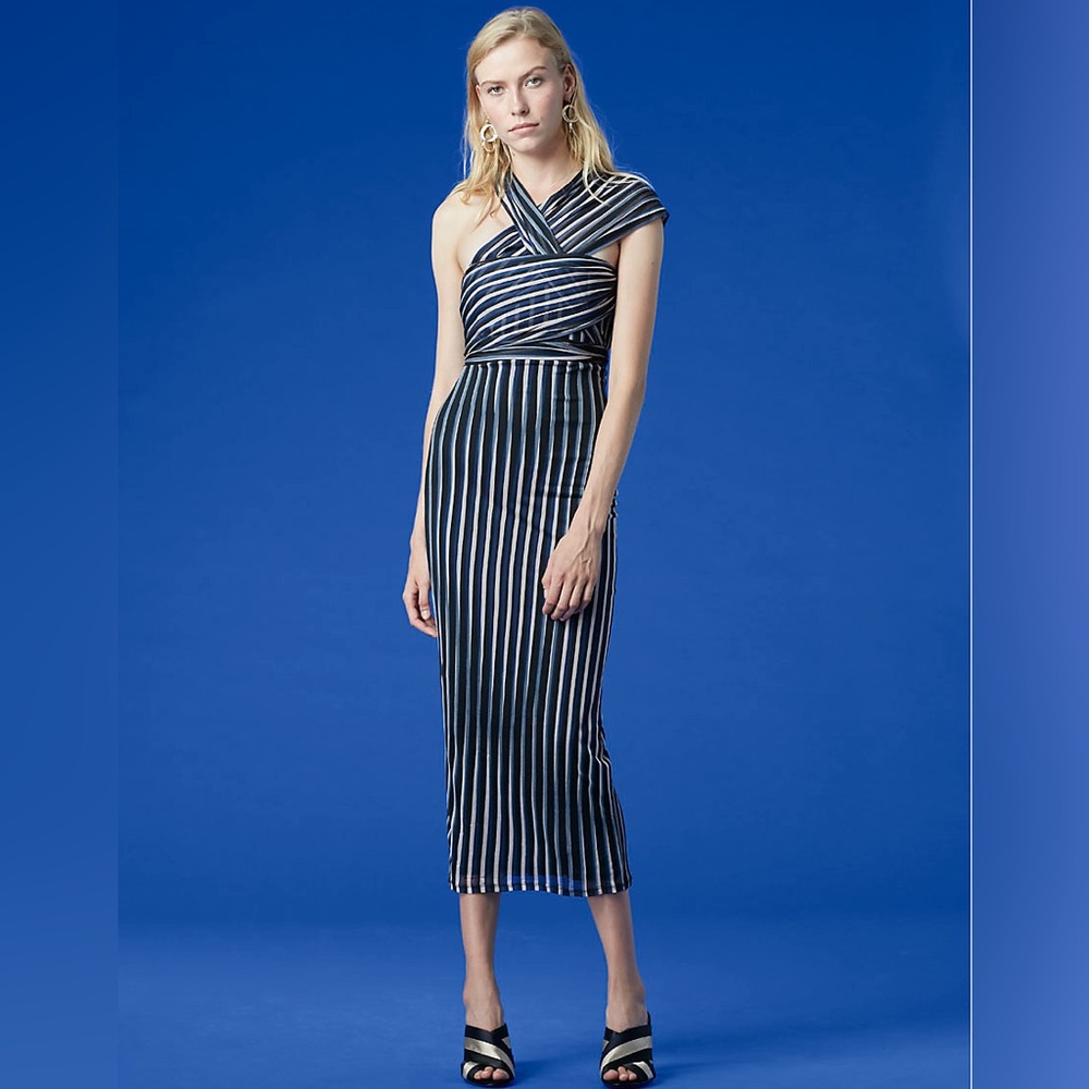 New dvf draped front tie strapless dress